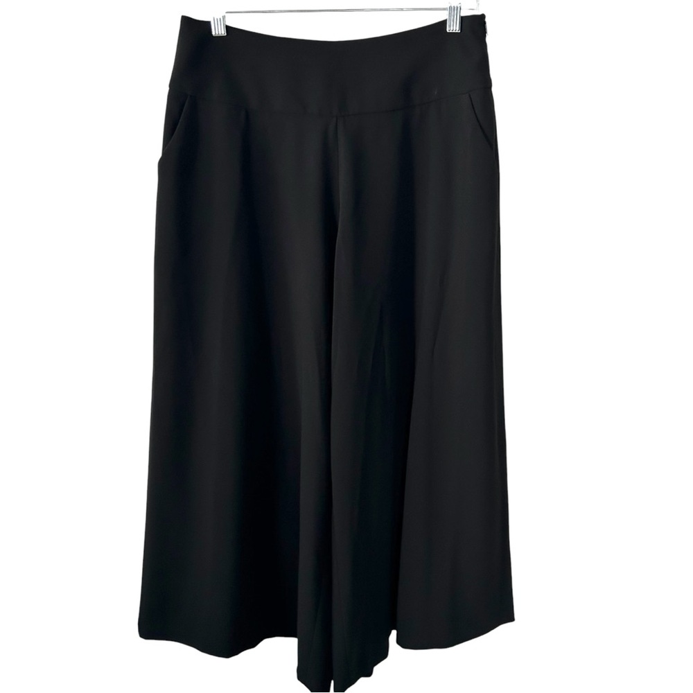 Anne‎ Fontaine Women's Black Curtys Extra Wide Leg Cropped Trousers in Size 10